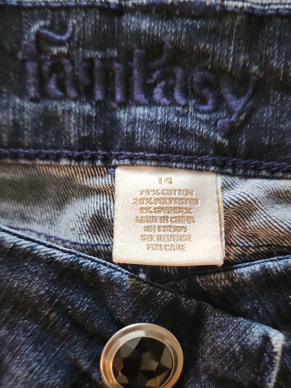 Fantasy Women's Dark Indigo Jeggings with Decorative Button